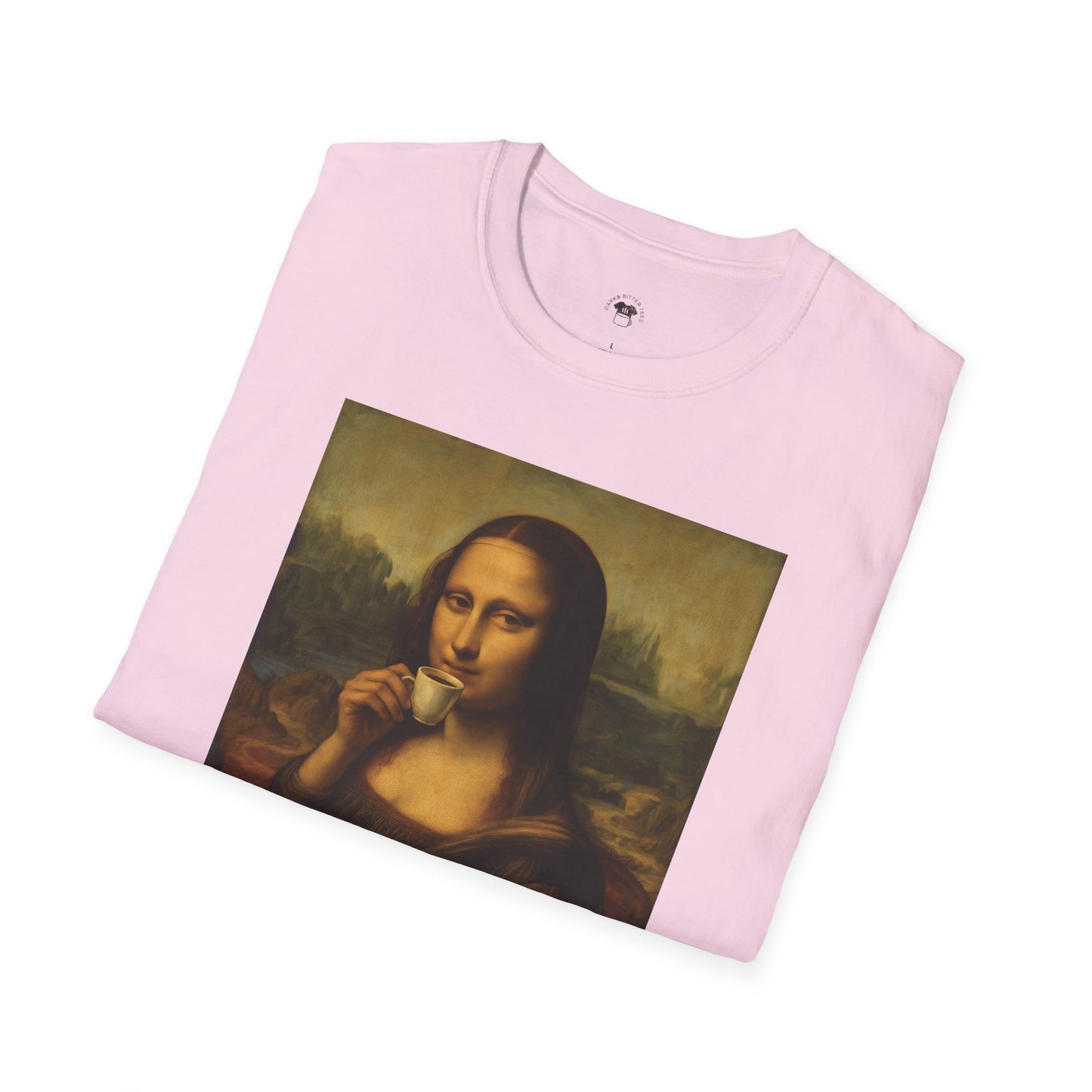 Mona Lisa, Coffee Lover Unisex T-Shirt, Funny Coffee Tee, Cute Gift for Baristas, Coffee Obsessed Apparel, Casual Everyday Wear
