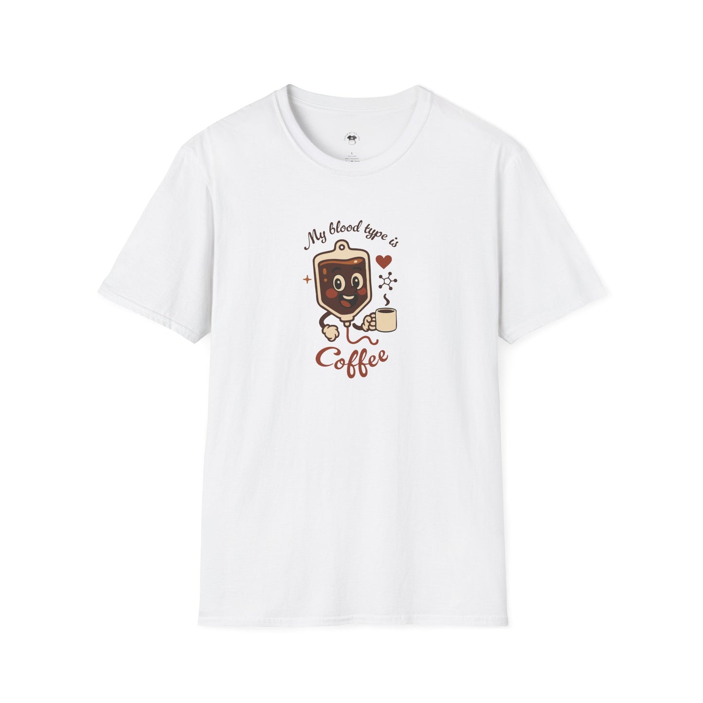 My blood type is coffee, Coffee Lover Unisex T-Shirt, Funny Coffee Tee, Cute Gift for Baristas, Coffee Obsessed Apparel, Casual Everyday Wear