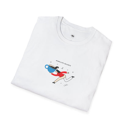 Work life balance, Coffee Lover Unisex T-Shirt, Funny Coffee Tee, Cute Gift for Baristas, Coffee Obsessed Apparel, Casual Everyday Wear