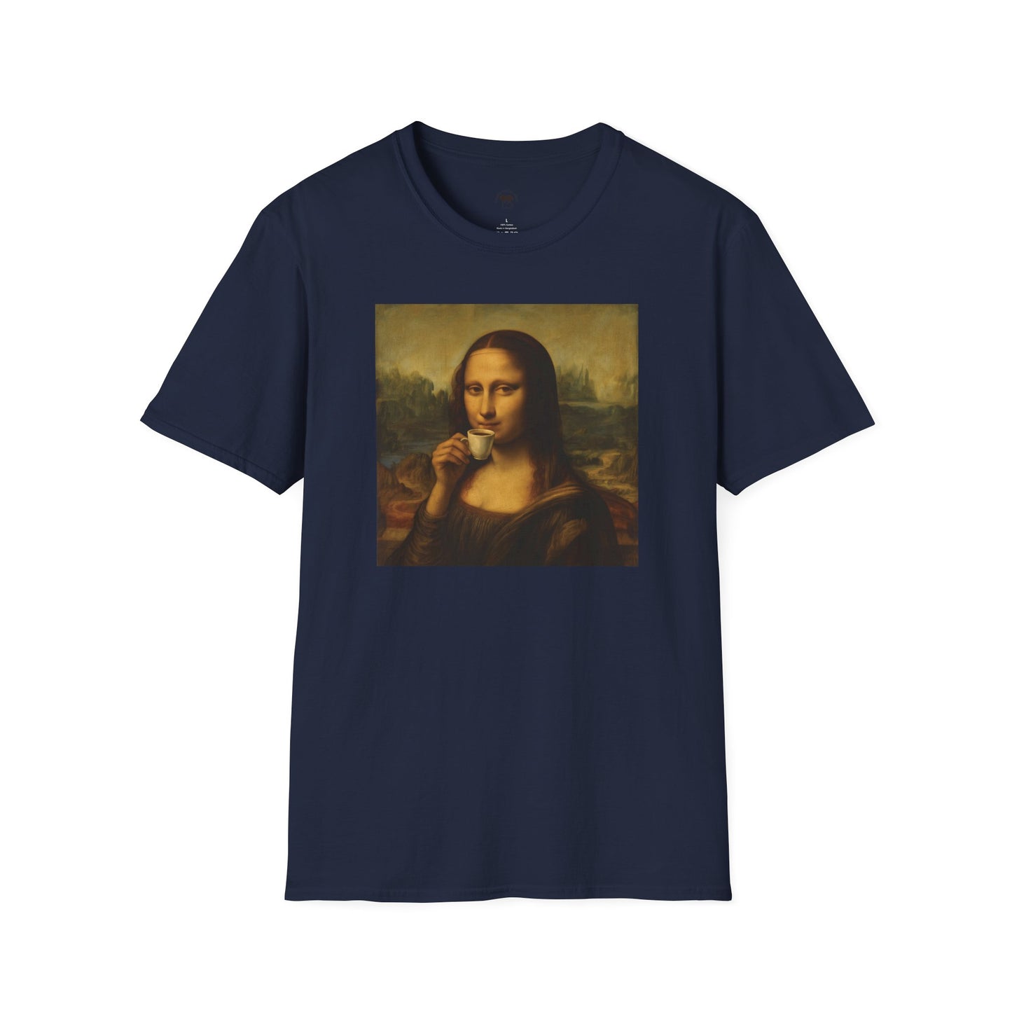 Mona Lisa, Coffee Lover Unisex T-Shirt, Funny Coffee Tee, Cute Gift for Baristas, Coffee Obsessed Apparel, Casual Everyday Wear