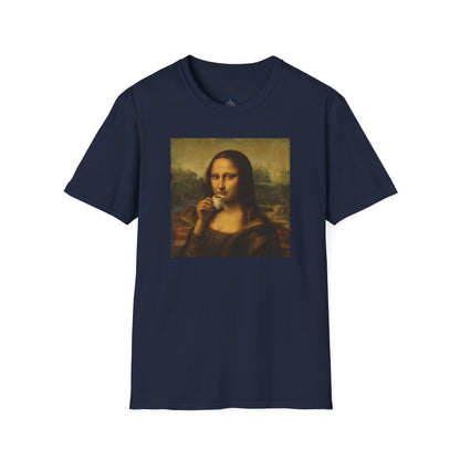 Mona Lisa, Coffee Lover Unisex T-Shirt, Funny Coffee Tee, Cute Gift for Baristas, Coffee Obsessed Apparel, Casual Everyday Wear