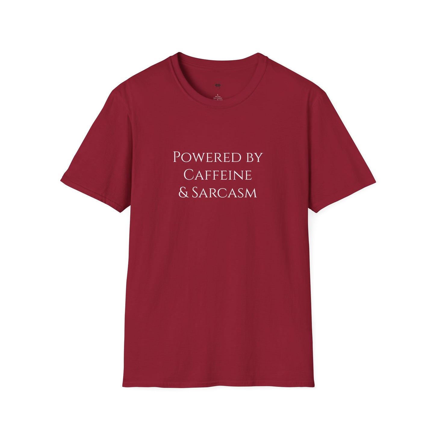 Powered by caffeine and sarcasm, Coffee Lover Unisex T-Shirt, Funny Coffee Tee, Cute Gift for Baristas, Coffee Obsessed Apparel, Casual Everyday Wear