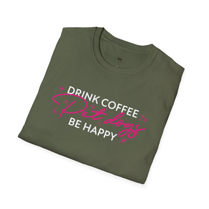 Drink coffee pet dogs be happy, Coffee Lover Unisex T-Shirt, Funny Coffee Tee, Cute Gift for Baristas, Coffee Obsessed Apparel, Casual Everyday Wear