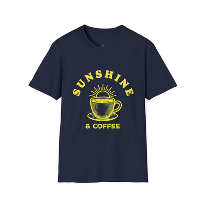 Sunshine and coffee, Coffee Lover Unisex T-Shirt, Funny Coffee Tee, Cute Gift for Baristas, Coffee Obsessed Apparel, Casual Everyday Wear