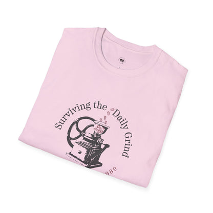 Surviving the daily grind, Coffee Lover Unisex T-Shirt, Funny Coffee Tee, Cute Gift for Baristas, Coffee Obsessed Apparel, Casual Everyday Wear