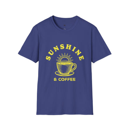Sunshine and coffee, Coffee Lover Unisex T-Shirt, Funny Coffee Tee, Cute Gift for Baristas, Coffee Obsessed Apparel, Casual Everyday Wear