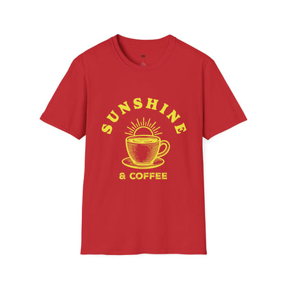 Sunshine and coffee, Coffee Lover Unisex T-Shirt, Funny Coffee Tee, Cute Gift for Baristas, Coffee Obsessed Apparel, Casual Everyday Wear