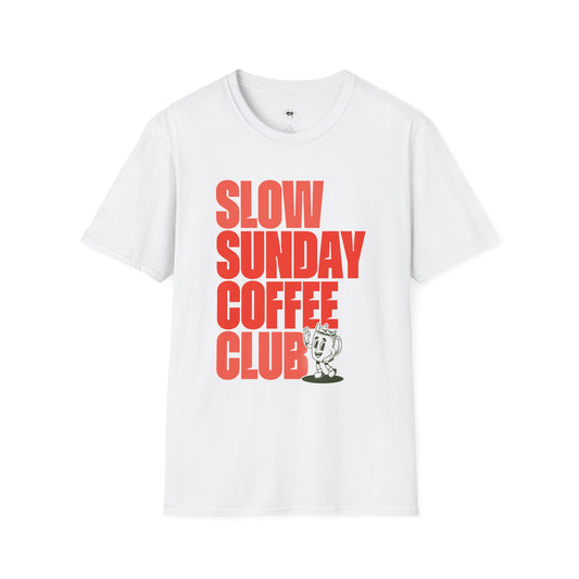 Slow Sunday coffee club, Coffee Lover Unisex T-Shirt, Funny Coffee Tee, Cute Gift for Baristas, Coffee Obsessed Apparel, Casual Everyday Wear