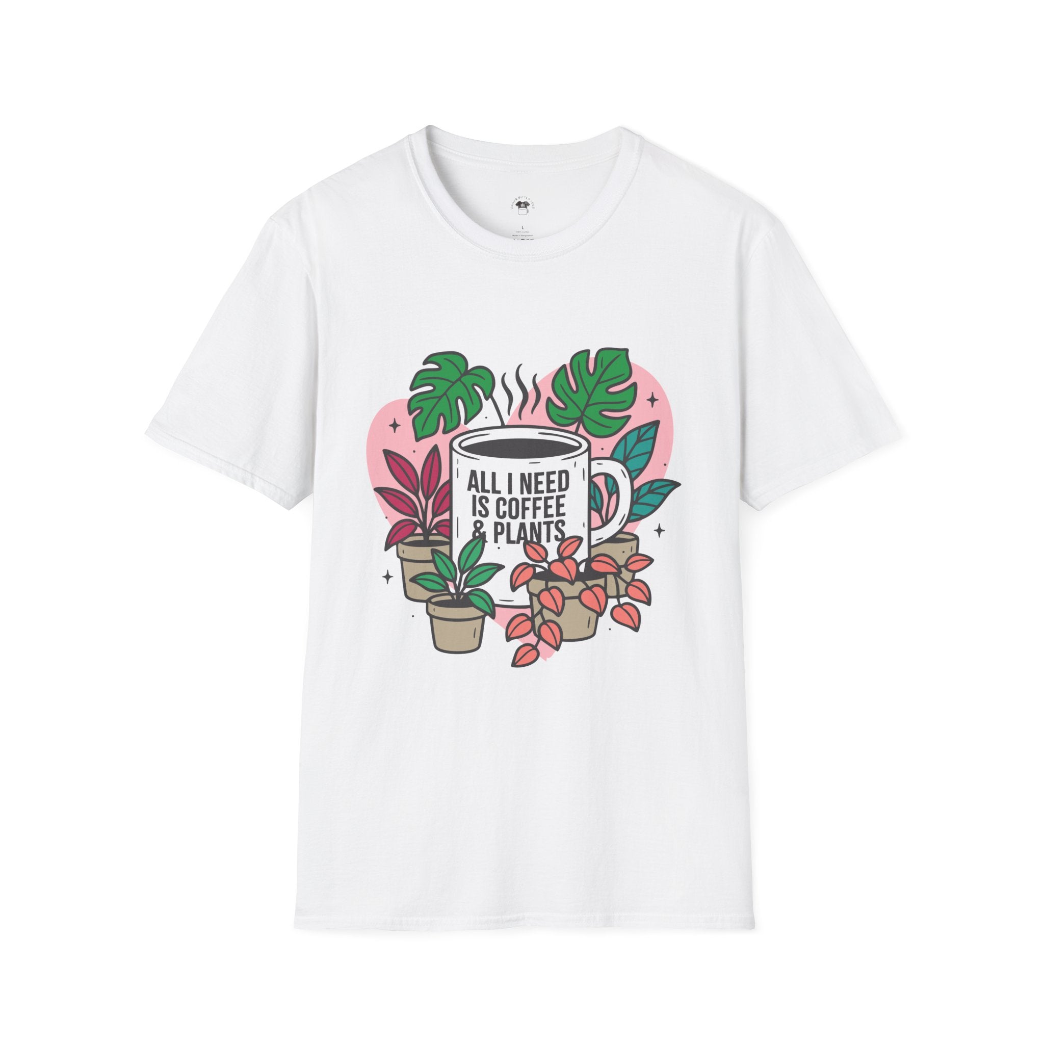 All I need is coffee and plants, Coffee Lover Unisex T-Shirt, Funny Coffee Tee, Cute Gift for Baristas, Coffee Obsessed Apparel, Casual Everyday Wear