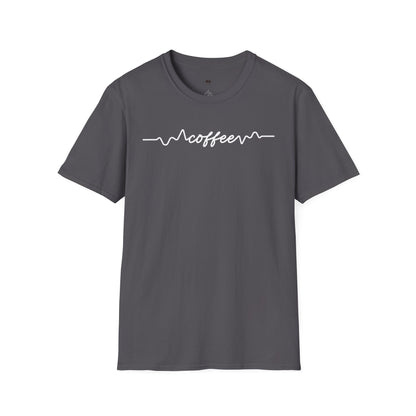 Coffee line, Coffee Lover Unisex T-Shirt, Funny Coffee Tee, Cute Gift for Baristas, Coffee Obsessed Apparel, Casual Everyday Wear