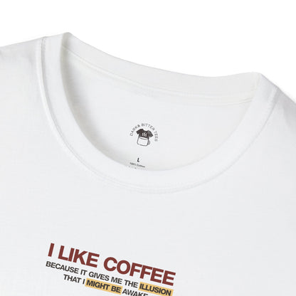 Coffee Illusion, Coffee Lover Unisex T-Shirt, Funny Coffee Tee, Cute Gift for Baristas, Coffee Obsessed Apparel, Casual Everyday Wear