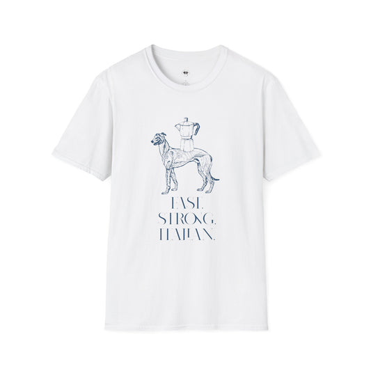 Fast strong Italian, Coffee Lover Unisex T-Shirt, Funny Coffee Tee, Cute Gift for Baristas, Coffee Obsessed Apparel, Casual Everyday Wear