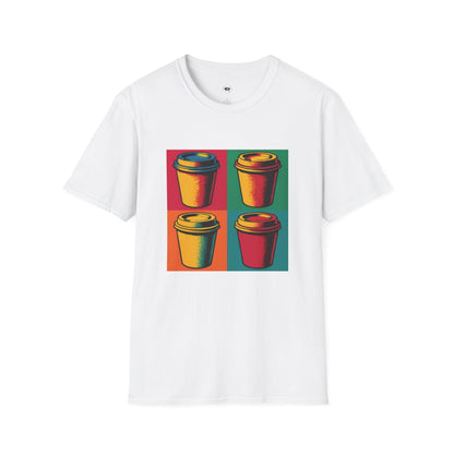Warhol pop art to go coffee cup, Coffee Lover Unisex T-Shirt, Funny Coffee Tee, Cute Gift for Baristas, Coffee Obsessed Apparel, Casual Everyday Wear