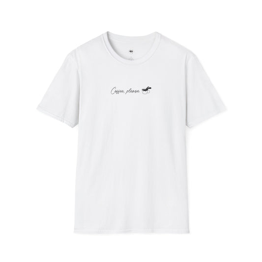 Coffee please, Coffee Lover Unisex T-Shirt, Funny Coffee Tee, Cute Gift for Baristas, Coffee Obsessed Apparel, Casual Everyday Wear