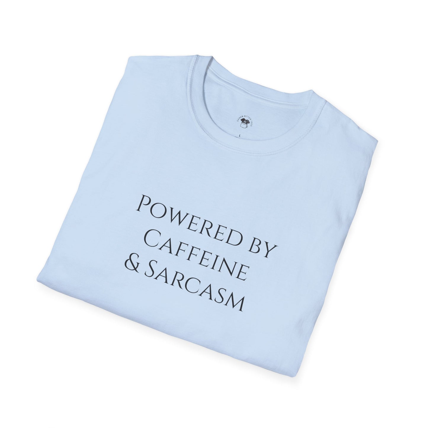 Powered by caffeine and sarcasm, Coffee Lover Unisex T-Shirt, Funny Coffee Tee, Cute Gift for Baristas, Coffee Obsessed Apparel, Casual Everyday Wear