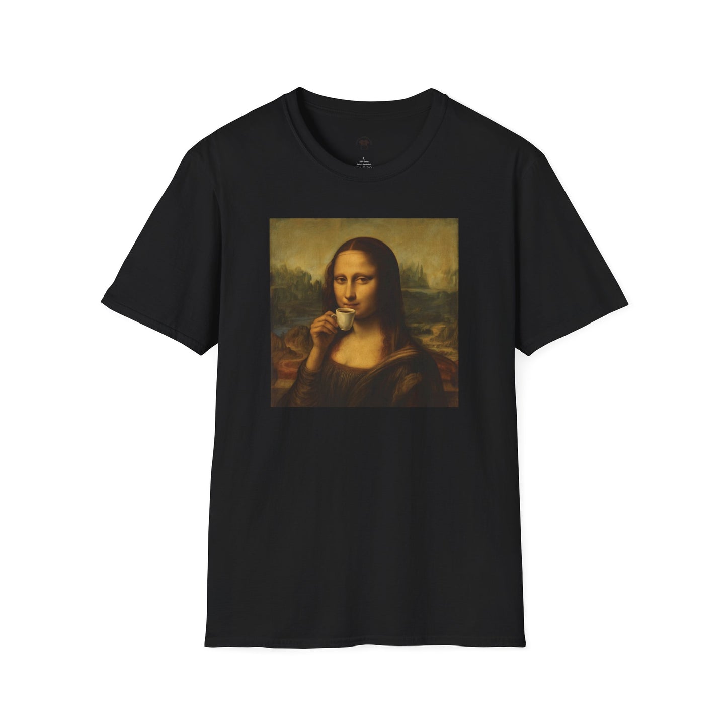 Mona Lisa, Coffee Lover Unisex T-Shirt, Funny Coffee Tee, Cute Gift for Baristas, Coffee Obsessed Apparel, Casual Everyday Wear