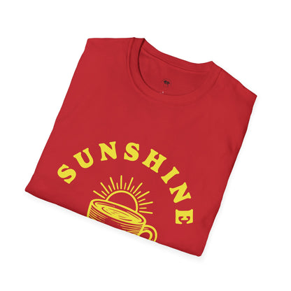 Sunshine and coffee, Coffee Lover Unisex T-Shirt, Funny Coffee Tee, Cute Gift for Baristas, Coffee Obsessed Apparel, Casual Everyday Wear