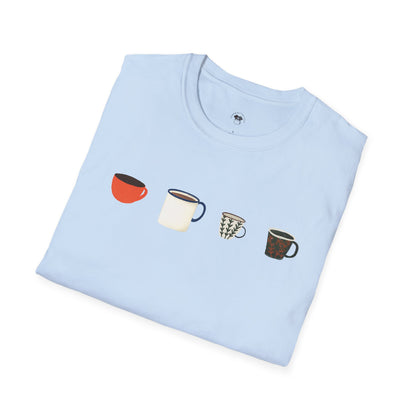 Coffee mugs and cups 1, Coffee Lover Unisex T-Shirt, Funny Coffee Tee, Cute Gift for Baristas, Coffee Obsessed Apparel, Casual Everyday Wear