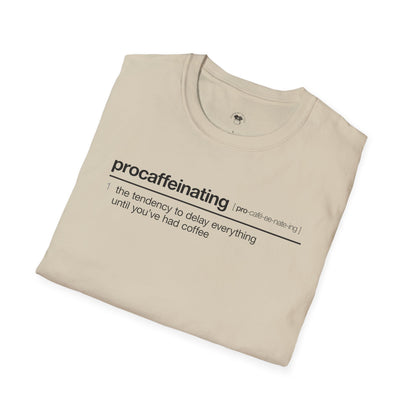 Procaffeinating, Coffee Lover Unisex T-Shirt, Funny Coffee Tee, Cute Gift for Baristas, Coffee Obsessed Apparel, Casual Everyday Wear