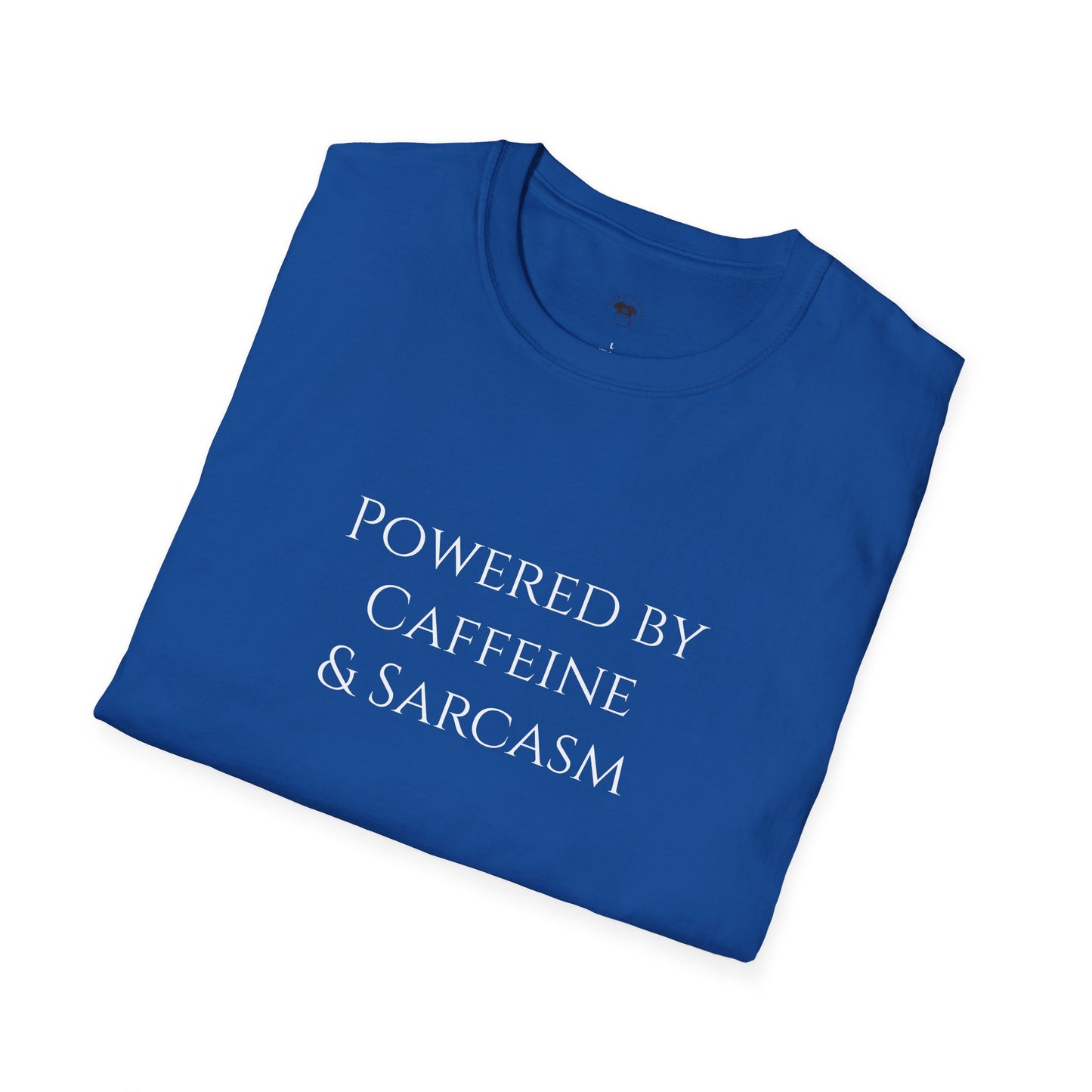 Powered by caffeine and sarcasm, Coffee Lover Unisex T-Shirt, Funny Coffee Tee, Cute Gift for Baristas, Coffee Obsessed Apparel, Casual Everyday Wear