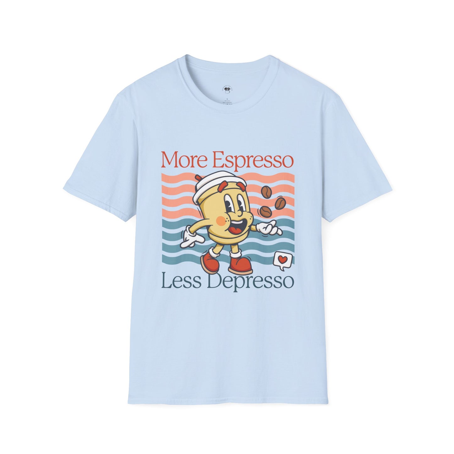 More espresso less depresso, Coffee Lover Unisex T-Shirt, Funny Coffee Tee, Cute Gift for Baristas, Coffee Obsessed Apparel, Casual Everyday Wear