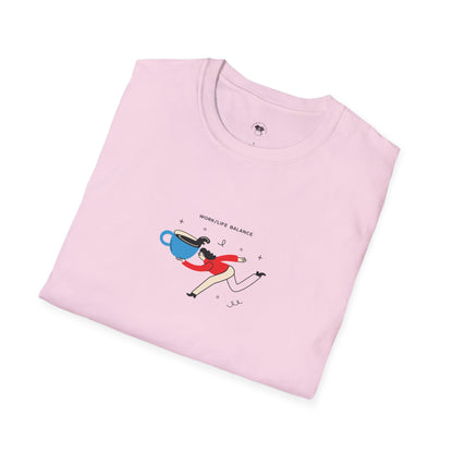 Work life balance, Coffee Lover Unisex T-Shirt, Funny Coffee Tee, Cute Gift for Baristas, Coffee Obsessed Apparel, Casual Everyday Wear