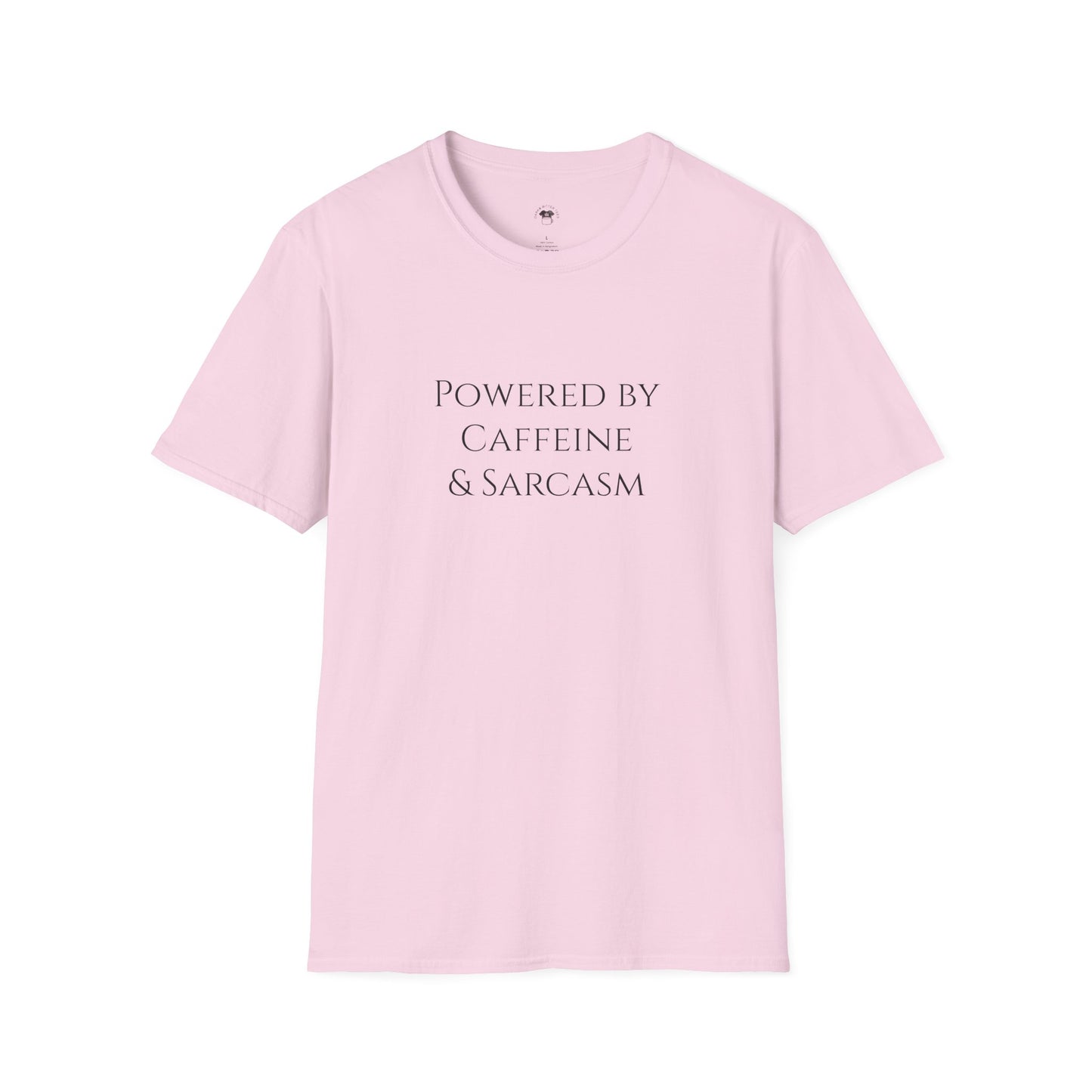 Powered by caffeine and sarcasm, Coffee Lover Unisex T-Shirt, Funny Coffee Tee, Cute Gift for Baristas, Coffee Obsessed Apparel, Casual Everyday Wear