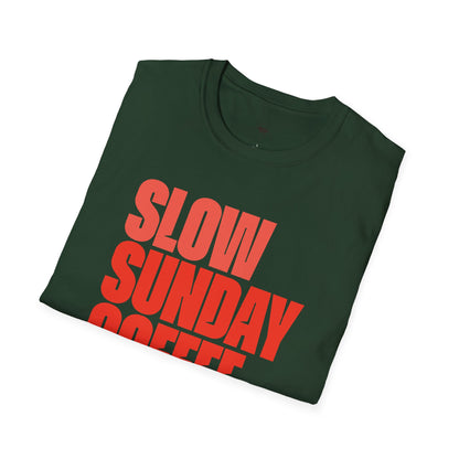 Slow Sunday coffee club, Coffee Lover Unisex T-Shirt, Funny Coffee Tee, Cute Gift for Baristas, Coffee Obsessed Apparel, Casual Everyday Wear