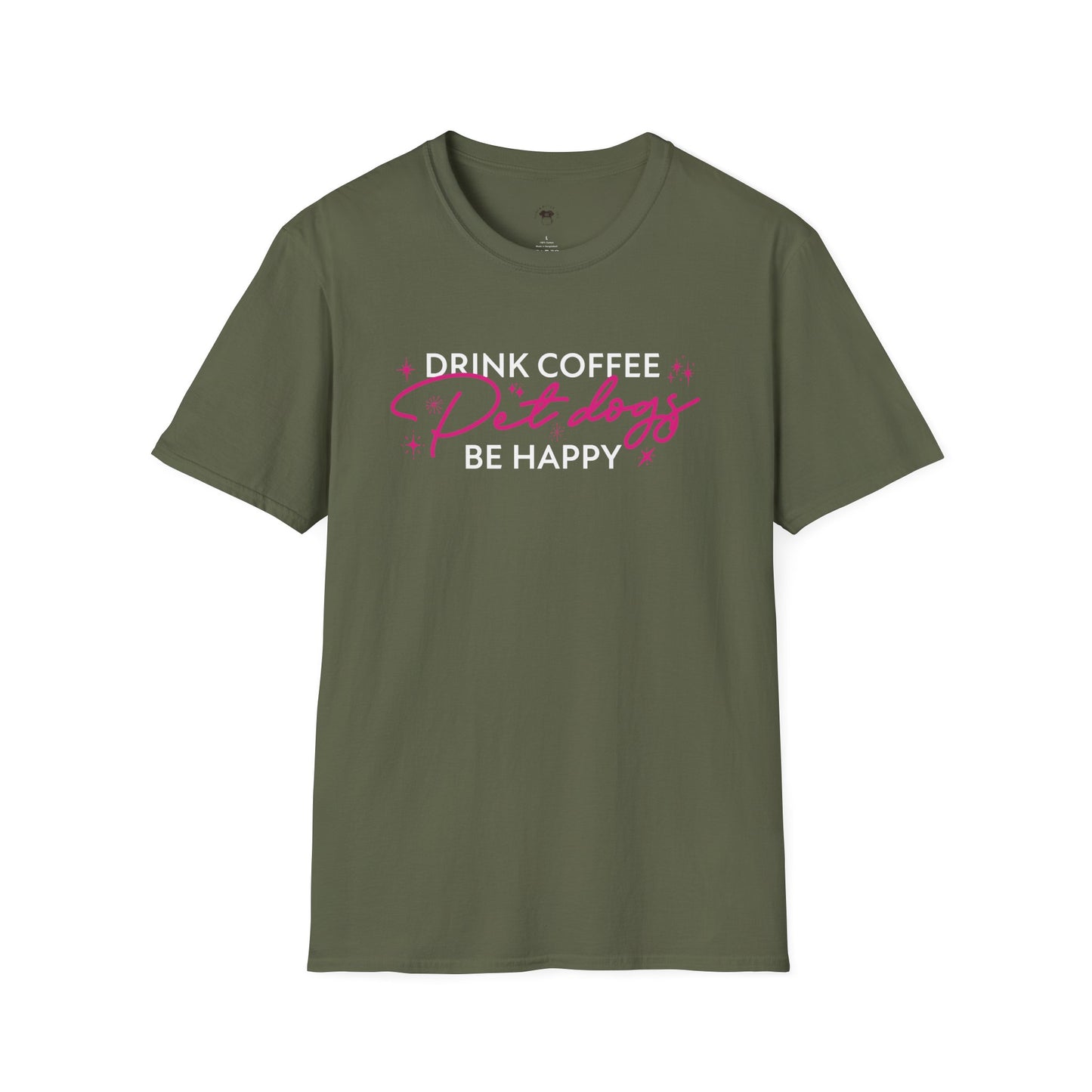 Drink coffee pet dogs be happy, Coffee Lover Unisex T-Shirt, Funny Coffee Tee, Cute Gift for Baristas, Coffee Obsessed Apparel, Casual Everyday Wear