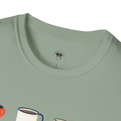 Coffee mugs and cups 1, Coffee Lover Unisex T-Shirt, Funny Coffee Tee, Cute Gift for Baristas, Coffee Obsessed Apparel, Casual Everyday Wear