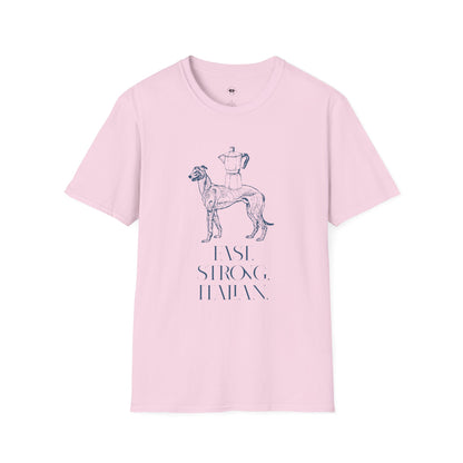 Fast strong Italian, Coffee Lover Unisex T-Shirt, Funny Coffee Tee, Cute Gift for Baristas, Coffee Obsessed Apparel, Casual Everyday Wear