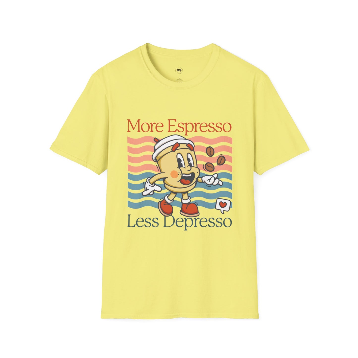 More espresso less depresso, Coffee Lover Unisex T-Shirt, Funny Coffee Tee, Cute Gift for Baristas, Coffee Obsessed Apparel, Casual Everyday Wear