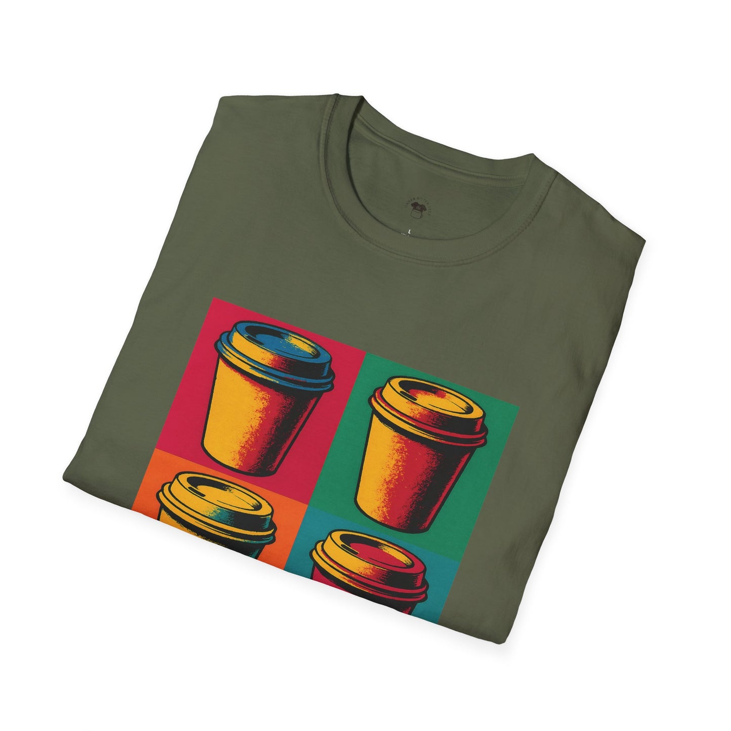 Warhol pop art to go coffee cup, Coffee Lover Unisex T-Shirt, Funny Coffee Tee, Cute Gift for Baristas, Coffee Obsessed Apparel, Casual Everyday Wear