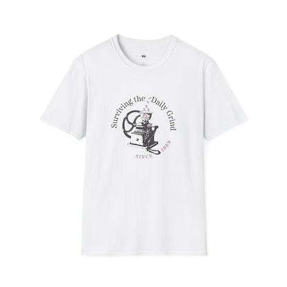 Surviving the daily grind, Coffee Lover Unisex T-Shirt, Funny Coffee Tee, Cute Gift for Baristas, Coffee Obsessed Apparel, Casual Everyday Wear