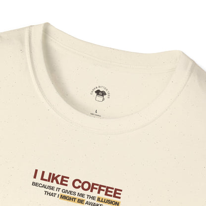 Coffee Illusion, Coffee Lover Unisex T-Shirt, Funny Coffee Tee, Cute Gift for Baristas, Coffee Obsessed Apparel, Casual Everyday Wear