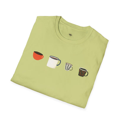 Coffee mugs and cups 1, Coffee Lover Unisex T-Shirt, Funny Coffee Tee, Cute Gift for Baristas, Coffee Obsessed Apparel, Casual Everyday Wear