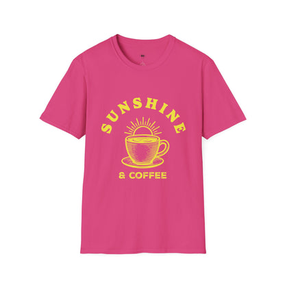 Sunshine and coffee, Coffee Lover Unisex T-Shirt, Funny Coffee Tee, Cute Gift for Baristas, Coffee Obsessed Apparel, Casual Everyday Wear