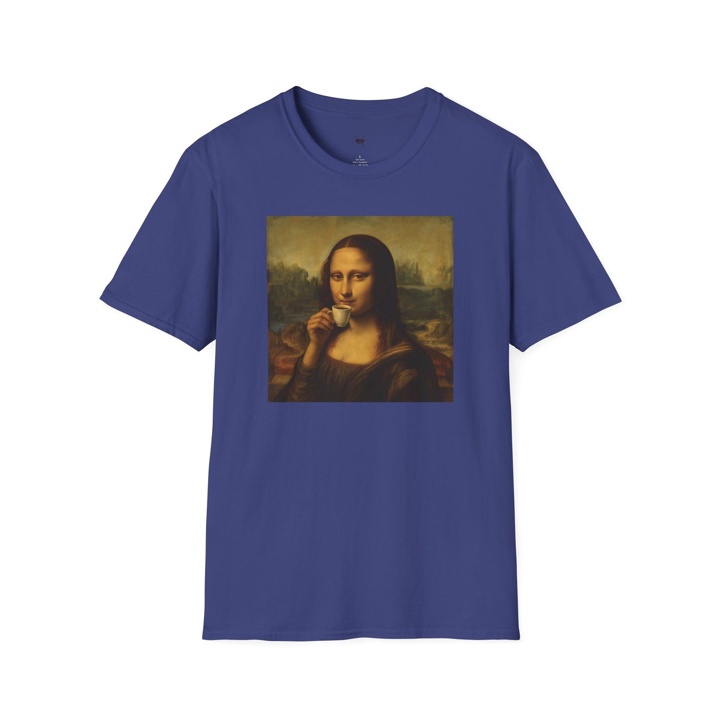 Mona Lisa, Coffee Lover Unisex T-Shirt, Funny Coffee Tee, Cute Gift for Baristas, Coffee Obsessed Apparel, Casual Everyday Wear