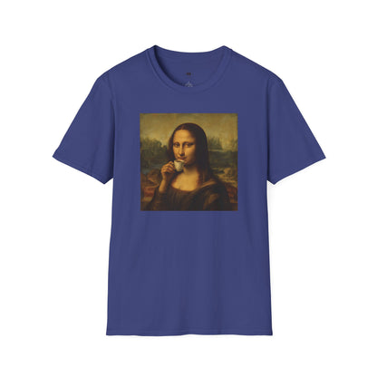 Mona Lisa, Coffee Lover Unisex T-Shirt, Funny Coffee Tee, Cute Gift for Baristas, Coffee Obsessed Apparel, Casual Everyday Wear