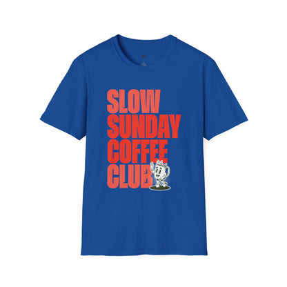 Slow Sunday coffee club, Coffee Lover Unisex T-Shirt, Funny Coffee Tee, Cute Gift for Baristas, Coffee Obsessed Apparel, Casual Everyday Wear