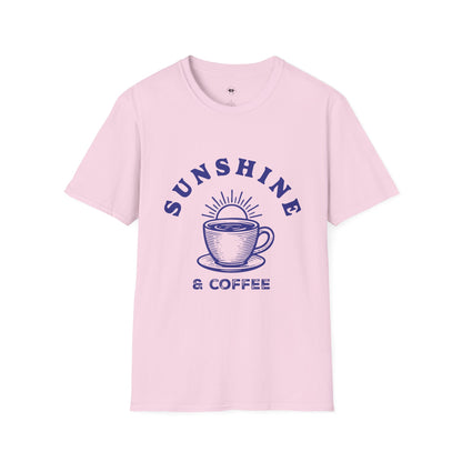 Sunshine and coffee, Coffee Lover Unisex T-Shirt, Funny Coffee Tee, Cute Gift for Baristas, Coffee Obsessed Apparel, Casual Everyday Wear