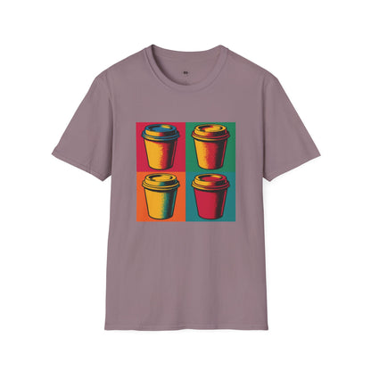 Warhol pop art to go coffee cup, Coffee Lover Unisex T-Shirt, Funny Coffee Tee, Cute Gift for Baristas, Coffee Obsessed Apparel, Casual Everyday Wear
