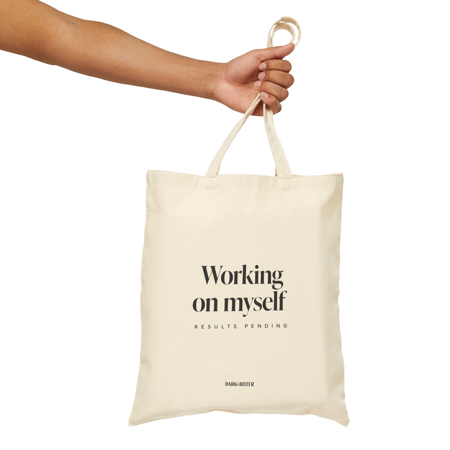 Working on myself, results pending Tote bag