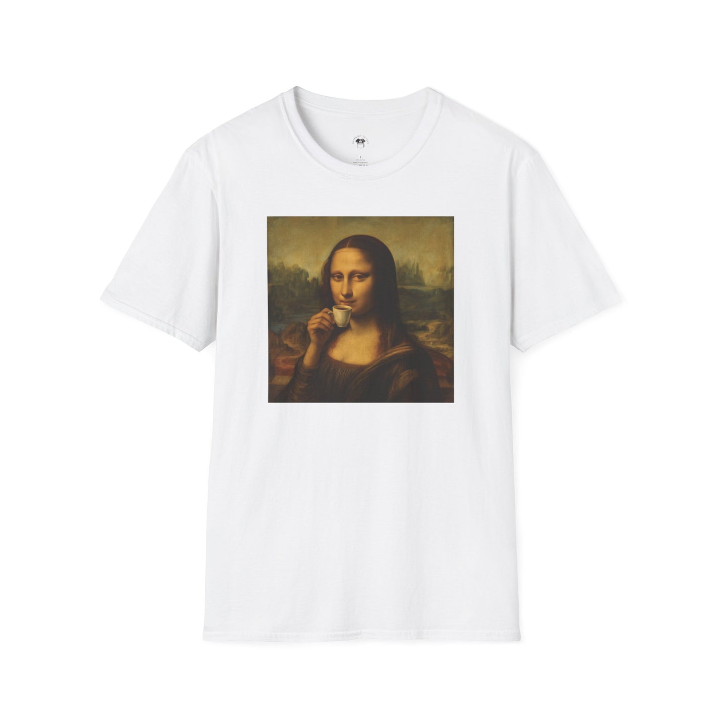 Mona Lisa, Coffee Lover Unisex T-Shirt, Funny Coffee Tee, Cute Gift for Baristas, Coffee Obsessed Apparel, Casual Everyday Wear