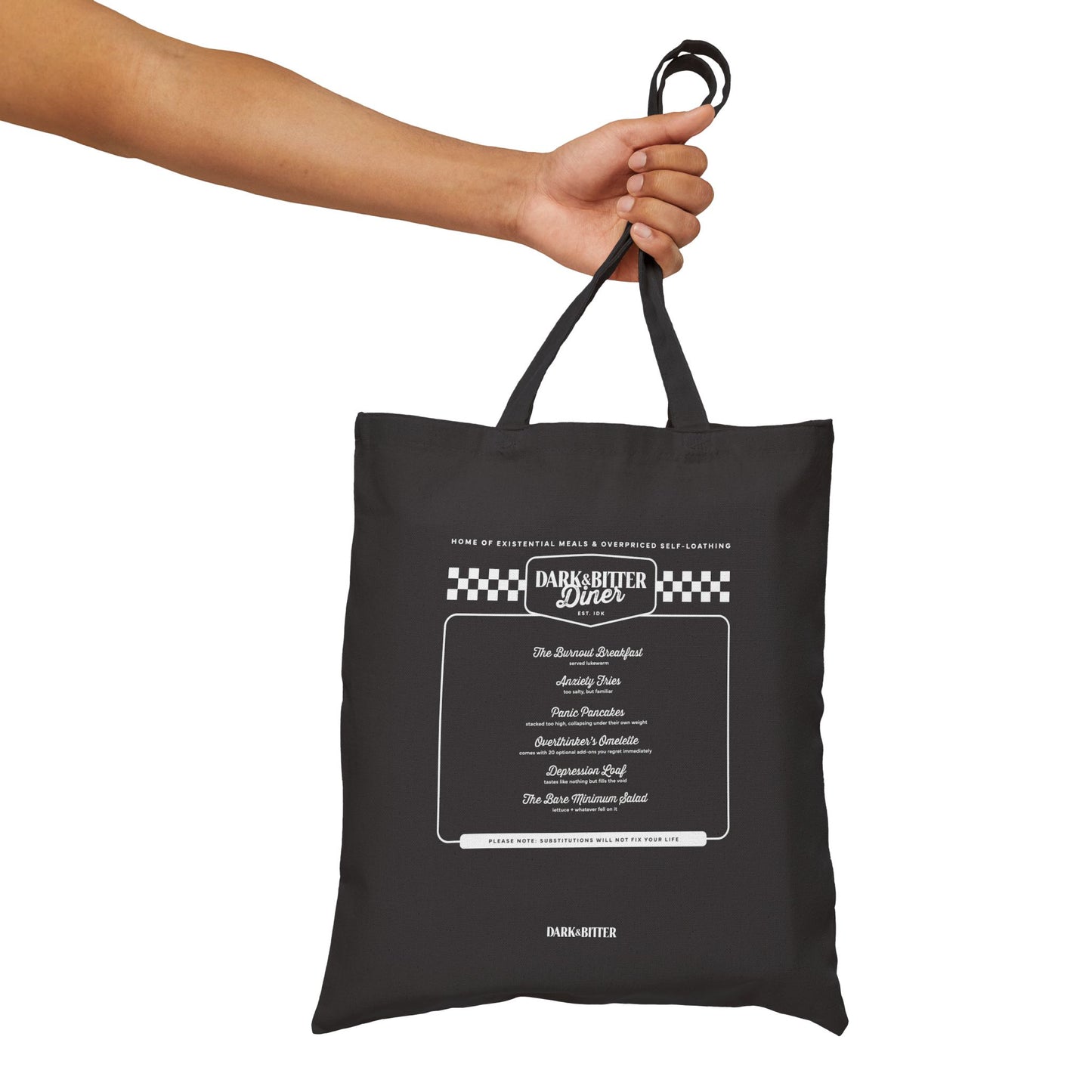 Dark & Bitter Diner Menu Tote bag