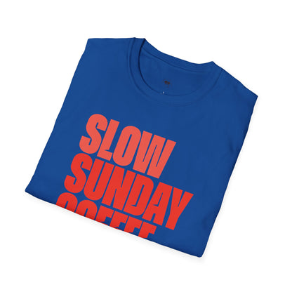 Slow Sunday coffee club, Coffee Lover Unisex T-Shirt, Funny Coffee Tee, Cute Gift for Baristas, Coffee Obsessed Apparel, Casual Everyday Wear