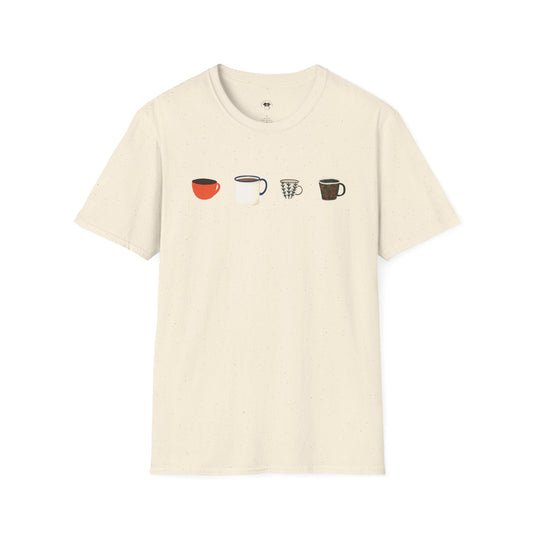 Coffee mugs and cups 1, Coffee Lover Unisex T-Shirt, Funny Coffee Tee, Cute Gift for Baristas, Coffee Obsessed Apparel, Casual Everyday Wear