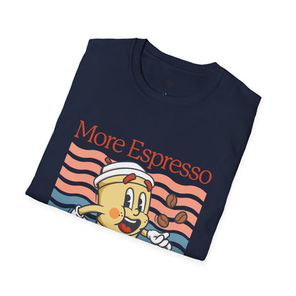 More espresso less depresso, Coffee Lover Unisex T-Shirt, Funny Coffee Tee, Cute Gift for Baristas, Coffee Obsessed Apparel, Casual Everyday Wear