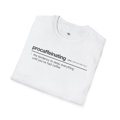 Procaffeinating, Coffee Lover Unisex T-Shirt, Funny Coffee Tee, Cute Gift for Baristas, Coffee Obsessed Apparel, Casual Everyday Wear