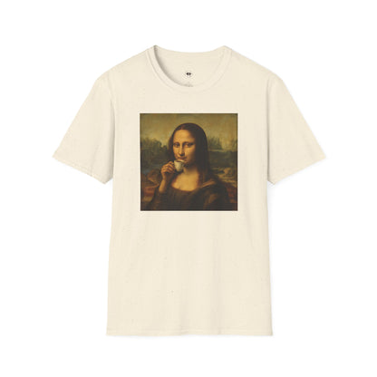 Mona Lisa, Coffee Lover Unisex T-Shirt, Funny Coffee Tee, Cute Gift for Baristas, Coffee Obsessed Apparel, Casual Everyday Wear